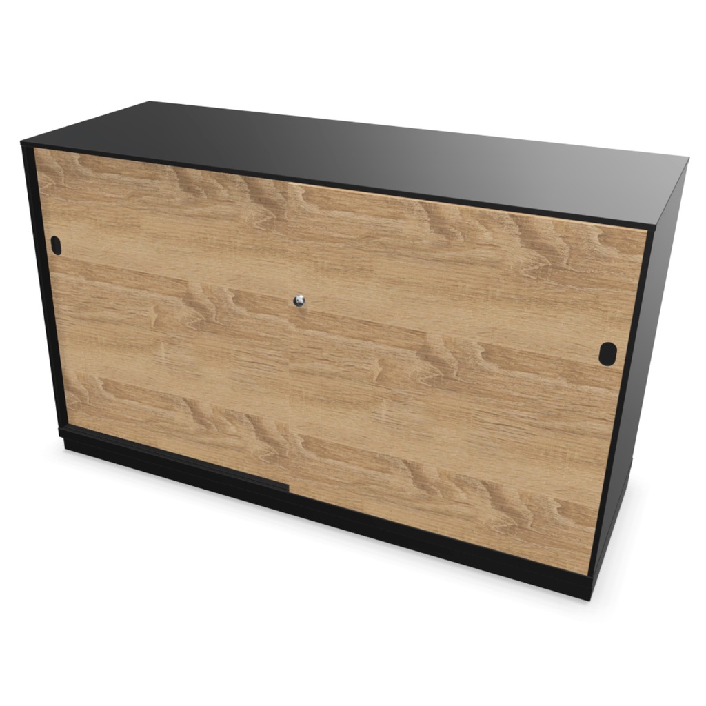 2-store sliding door cabinet 120x72x45 black, wooden doors bardolino oak