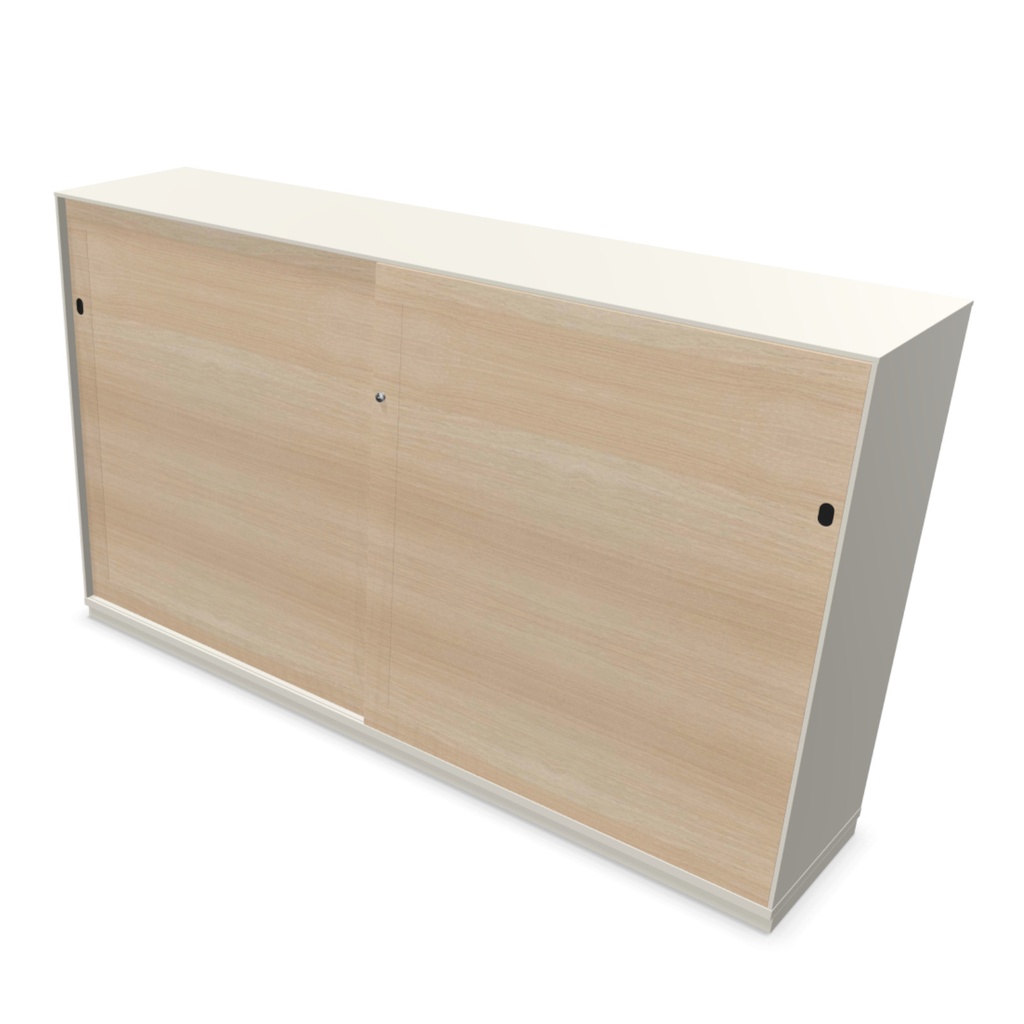 2-store sliding door cabinet 200x117x45 white; wooden doors bleached oak