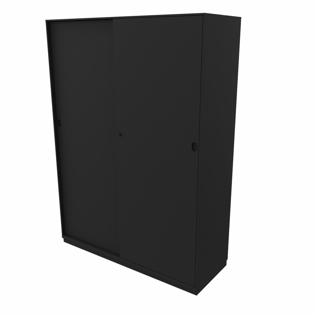 2-store schuifdeurkast 120b x 165h x 45d zwart, gladde deuren