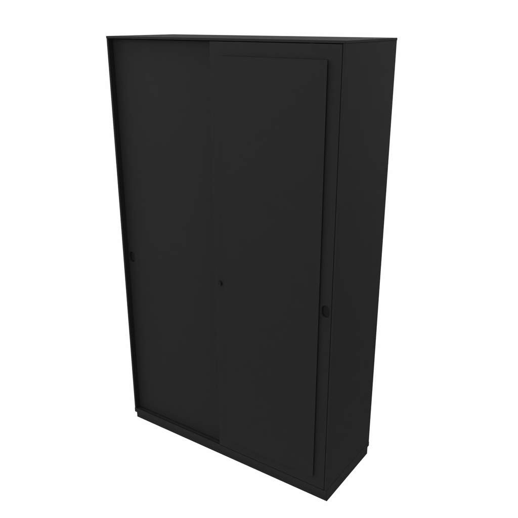 2-store schuifdeurkast 120b x 200h x 45d zwart,  gladde deuren