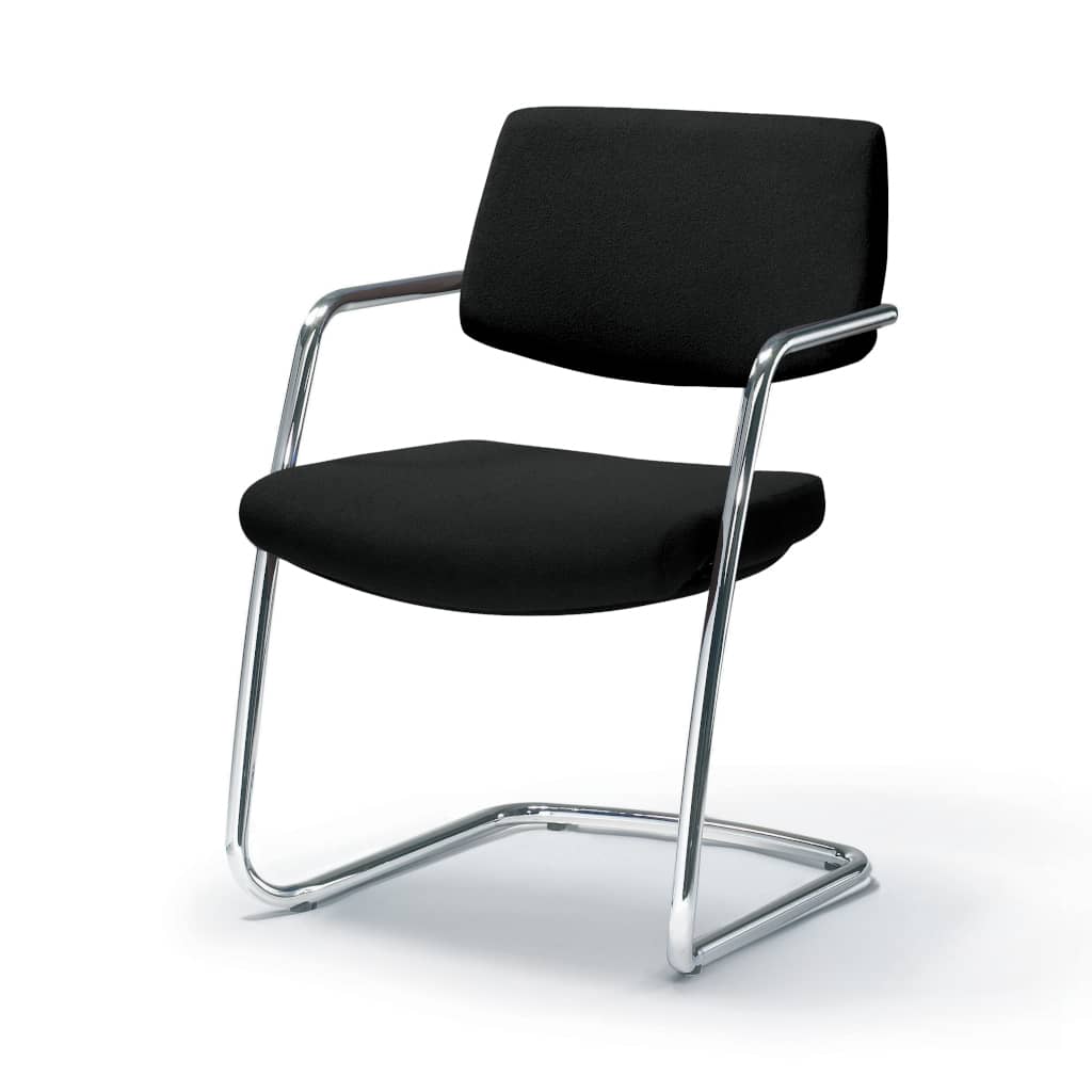 2755 visitor chair, fabric black ,chrome leg