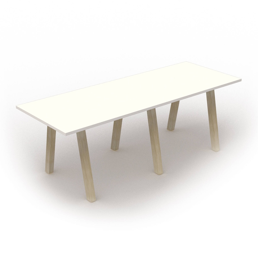 hybrid meeting table high (top:white, legs: transparant ash, size: 320x120cm)