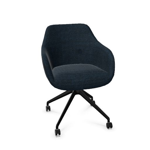 Rome Chair Swivel wheels (Range: 9 - Rhapsody | Colour: 608 | Priceclass: Fabric range 1 | Frame colour: Black)