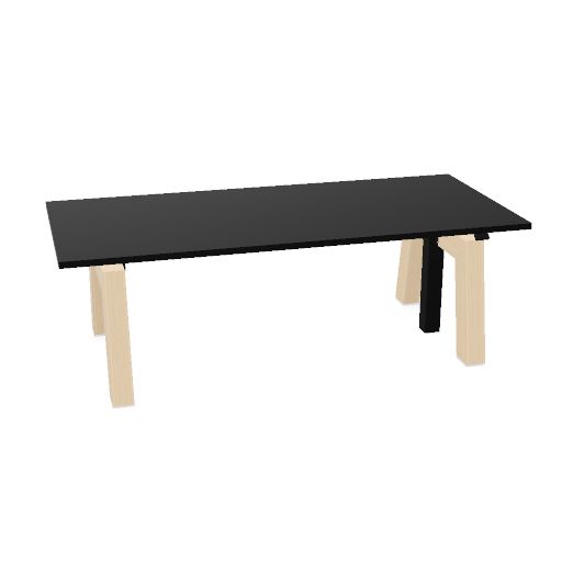 Max Hybrid Single 180x80cm (Poot type: Hout | Pootkleur : Essen | Framekleur : Zwart | Bladdecor: Zwart)