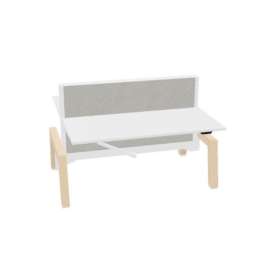 Max Hybrid 2x 160x75cm (Poot type: Hout | Pootkleur : Essen | Framekleur : Wit | Bladdecor: Wit | Range: Rhapsody | Kleur: 807 | Priceclass: Stofgroep 1 | Verstelbaarheid: E-drive Zit-sta)