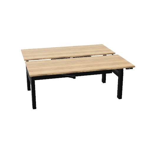 180x75cm + 180x75cm (duo bureau) (Bladdecor: DF - Natural Halifax Oak | Pootkleur : Zwart)