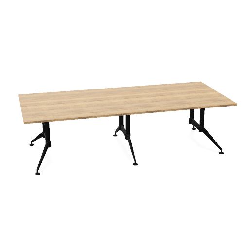Conferenza 120x280 (Bladdecor: DF - Halifax Oak | Poot kleur: Zwart)
