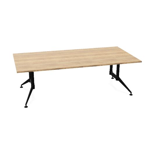 Conferenza 120x240 (Bladdecor: DF - Halifax Oak | Poot kleur: Zwart)