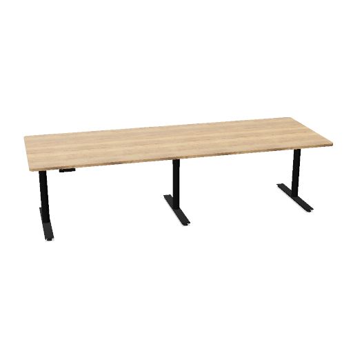 Workways zit-sta (Maat: 280x100 cm | Tafelblad kleur: DF - Halifax Oak | poten: Zwart)