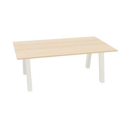Hybrid tafel Laag 200cm (Werkblad breedte: 120 cm | Werkblad kleur: Gebleekt eiken | Pootkleur : Wit (RAL 9010))