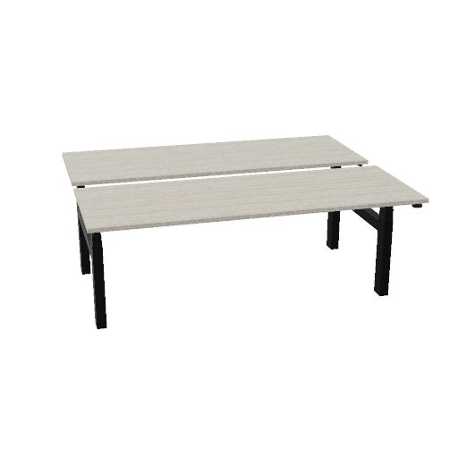 200x75cm + 200x75cm (duo bureau) (Bladdecor: CN - Ril eiken | Pootkleur : Zwart)