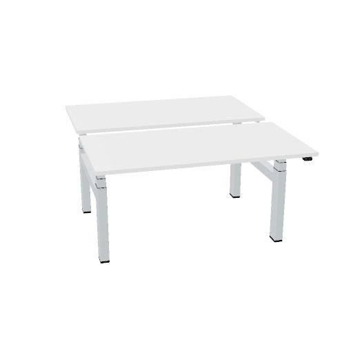 140X75cm + 140X75cm (duo bureau) (Bladdecor: Wit | Pootkleur : Zilver)