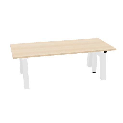 Max Hybrid Single 180x80cm (Poot type: Gelakt | Pootkleur : Wit | Framekleur : Wit | Bladdecor: Gebleekt eiken)