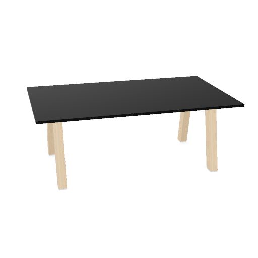 Hybrid tafel Laag 200cm (Werkblad breedte: 120 cm | Werkblad kleur: Zwart | Pootkleur : Hollands Essen)