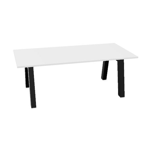 Hybrid tafel Laag 200cm (Werkblad breedte: 100 cm | Werkblad kleur: Wit | Pootkleur : Zwart (RAL 9005))