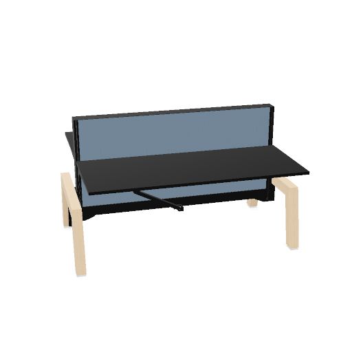 Max Hybrid 2x 180x75cm (Poot type: Hout | Pootkleur : Essen | Framekleur : Zwart | Bladdecor: Zwart | Range: 80 - Fiji | Kleur: 07 Blue Dolphin (YA302) | Priceclass: Stofgroep 1 | Verstelbaarheid: Hoogte instelbaar)