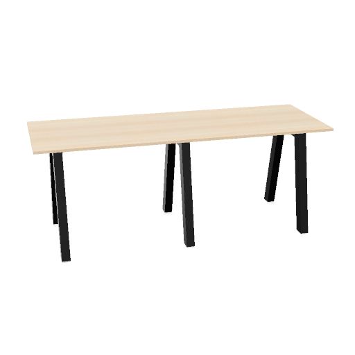 Hybrid tafel Hoog 280cm (Werkblad breedte: 100 cm | Werkblad kleur: Gebleekt eiken | Pootkleur : Zwart (RAL 9005))