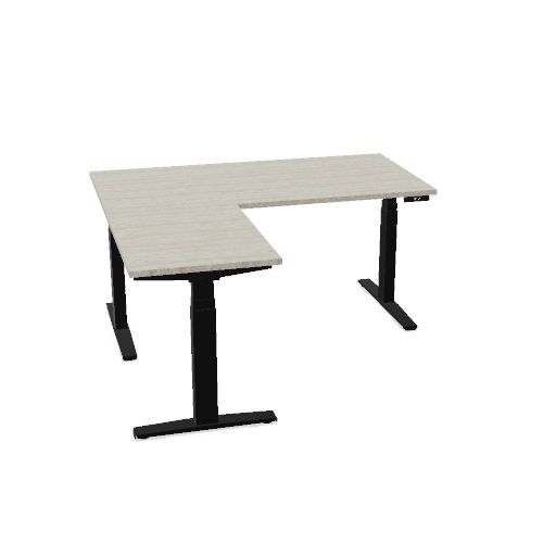 160x80cm + 60x80 aanbouw links (Bladdecor: CN - Ril eiken | Pootkleur : Zwart)