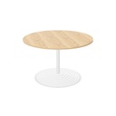Tom Tom round column, round base, white, max. Ø120cm top (Top: Yes | Size: R120 Round top 120cm | Decor: N - Bardolino Oak)