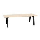 Hybrid table low 240cm (Worktop Width: 100 cm | Worktop Colour: Gebleekt eiken | Leg Colour: Zwart (RAL 9005))