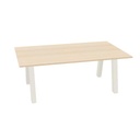 Hybrid tafel Laag 200cm (Werkblad breedte: 120 cm | Werkblad kleur: Gebleekt eiken | Pootkleur : Wit (RAL 9010))