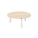 Hybrid table round 180cm (Worktop Colour: Bleached oak | Leg Colour: Wit (RAL 9010))