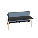Max Hybrid 2x 180x75cm (Poot type: Hout | Pootkleur : Essen | Framekleur : Zwart | Bladdecor: Zwart | Range: 80 - Fiji | Kleur: 07 Blue Dolphin (YA302) | Priceclass: Stofgroep 1 | Verstelbaarheid: Hoogte instelbaar)